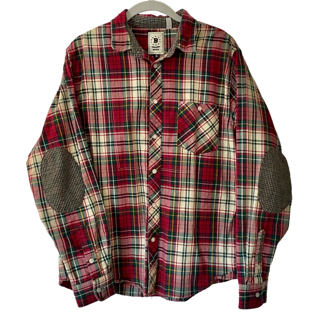 Bodega Elbow Patch Plaid Button-Up - image 1